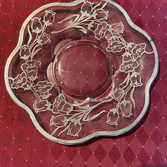 Sterling on Glass Presentation Plate, 8” - Picture 2 of 5